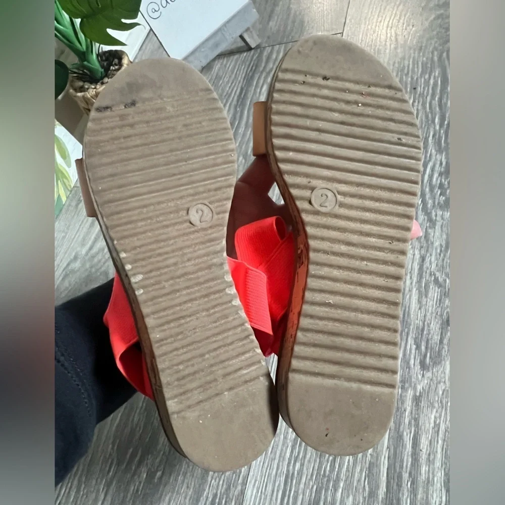 Cat & Jack Neon Orange & Tan Casual Kids’ Boho Sandals. Size 2